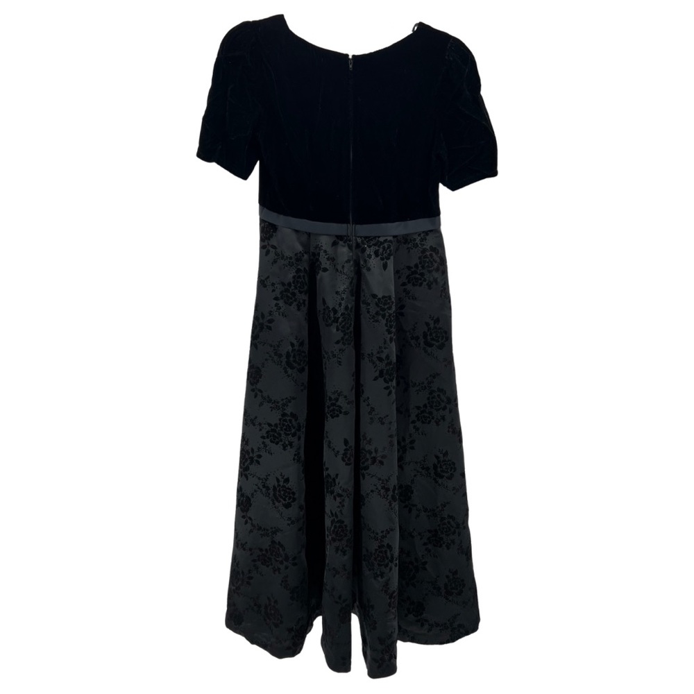 Southeastern vintage black velvet empire waist 6 maxi dress floral cocktail prom